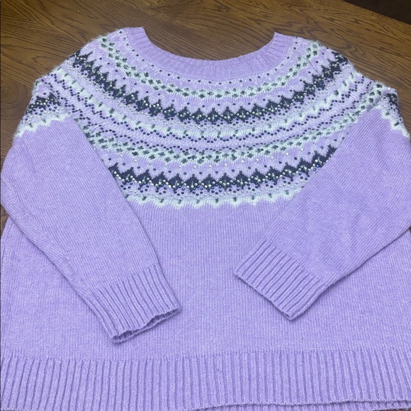 TALBOTS Purple Ski Sweater with Bling - Picture 3 of 11